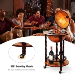 Costway 17.5'' Wood Globe Wine Bar Stand 16th Century Italian Rack Liquor Bottle Shelf 12 Costway 17.5'' Wood Globe Wine Bar Stand 16th Century Italian Rack Liquor Bottle Shelf -Costway GUEST b2f31ea8 85f9 49f4 9e77 80a90476fb14