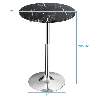 Costway Round Bistro Bar Table Height Adjustable 360-degree Swivel Black 2 Costway Round Bistro Bar Table Height Adjustable 360-degree Swivel Black - Image 2