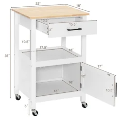 Costway Rolling Kitchen Island Cart On Wheels Bar Serving Trolley W/Drawer Cabinet BlackWhite -Costway GUEST b3455d2b 9a08 4565 91b3 471ad356d8a2