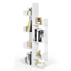 Costway 8-Shelf Bookcase Modern Tree Bookshelf Storage Decor Freestanding White/Black -Costway GUEST b35561bd e535 4caa b471 28c30ca137e2