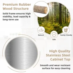 Costway Wood Kitchen Trolley Cart Stainless Steel Top Rolling Storage Cabinet Island -Costway GUEST b3f7ceec 699a 4250 829b 70de2038aafd