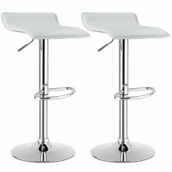 Costway Set Of 4 Swivel Bar Stool PU Leather Adjustable Kitchen Counter Bar Chair White -Costway GUEST b4925588 23ca 4f3e 97f0 1c8eb01a571f
