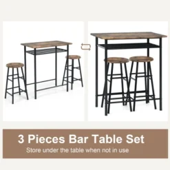 Costway 3 Pieces Bar Table Set Counter Height Dining Pub Table W/ 2 Stools 15 Costway 3 Pieces Bar Table Set Counter Height Dining Pub Table W/ 2 Stools -Costway GUEST b4a0bb1c a708 45eb ba5d 6ceb7b7fe6e0