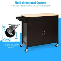 Costway Modern Rolling Kitchen Island Cart Wood Top Storage Trolley With Storage Drawers 14 Costway Modern Rolling Kitchen Island Cart Wood Top Storage Trolley With Storage Drawers -Costway GUEST b4bf8abc 0ea6 4714 bcc0 cb350700098d 1