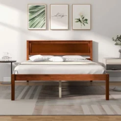 Costway Full/Queen/Twin Size Wooden Platform Bed Frame With Headboard Mattress Foundation Walnut -Costway GUEST b4cae98f e0dc 44df 8a76 466b5816ee4e
