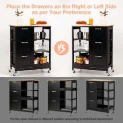 Costway Rolling Kitchen Island Utility Storage Cart W/ 3 Storage Drawers & Shelves White/Black 17 Costway Rolling Kitchen Island Utility Storage Cart W/ 3 Storage Drawers & Shelves White/Black -Costway GUEST b50d0fda b994 4752 9397 501ee7885b6e
