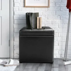 Costway 16''Cube Ottoman Pouffe Storage Box Lounge Seat Footstools With Hinge Top Black 13 Costway 16''Cube Ottoman Pouffe Storage Box Lounge Seat Footstools With Hinge Top Black -Costway GUEST b52008f9 e03f 470e 8539 efc1b38bcb64