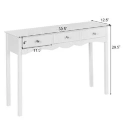 Costway Console Table Hall Table Side Table Desk Accent Table 3 Drawers Entryway White -Costway GUEST b544da82 60f3 444c b5e9 c9af0d1179f6