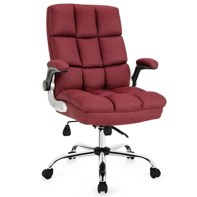 Costway High Back Big & Tall Office Chair Adjustable Swivel W/Flip-up Arm 12 Costway High Back Big & Tall Office Chair Adjustable Swivel W/Flip-up Arm - Image 12