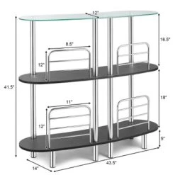 Costway Decorative Storage Cabinets Home Liquor Pub Table W/Tempered Glass Top & 2 Shelves -Costway GUEST b59409f0 88fa 4618 b100 32da1665c9be