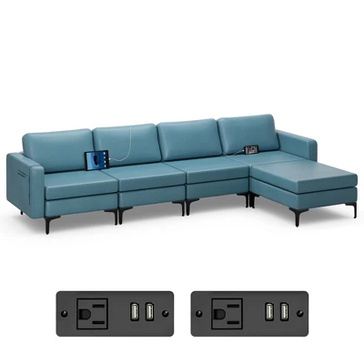 Costway Modular L-shaped Sectional Sofa W/ Reversible Chaise & 4 USB Ports 9 Costway Modular L-shaped Sectional Sofa W/ Reversible Chaise & 4 USB Ports - Image 9