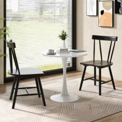 Costway Dining Chairs Set Of 2 Windsor Chairs Wood Armless Chairs With Solid Rubber Wood Black/White -Costway GUEST b5a79033 8900 4f92 9b23 758af5a8eab9