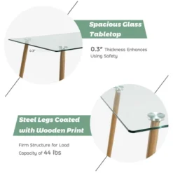 Costway Modern Glass Dining Table Rectangular Dining Room Table W/Metal Legs For Kitchen 15 Costway Modern Glass Dining Table Rectangular Dining Room Table W/Metal Legs For Kitchen -Costway GUEST b5e63bcc f70b 46cc 932a 63833817fa52