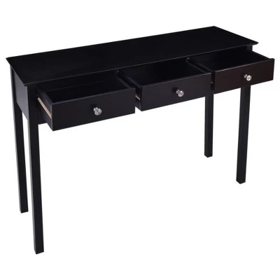 Costway Console Table Hall Table Side Table Desk Accent Table 3 Drawers Entryway Black 9 Costway Console Table Hall Table Side Table Desk Accent Table 3 Drawers Entryway Black - Image 9
