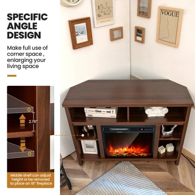 Costway Corner TV Stand Entertainment Console Center W/Adjustable Shelves 7 Costway Corner TV Stand Entertainment Console Center W/Adjustable Shelves - Image 7