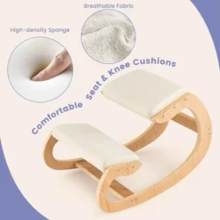 Costway Ergonomic Kneeling Chair Wooden Rocking Chair With Comfortable Padded Seat Cushion & Knee Support Upright Posture Support Chair For Back Pain Relief Beige/Black/Gray -Costway GUEST b669f2c6 63e9 4b2f a0c8 b1be3563f0d8