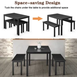3pcs Dining Set Modern Studio Collection Table With 2 Benches Wood Legs Black 13 3pcs Dining Set Modern Studio Collection Table With 2 Benches Wood Legs Black -Costway GUEST b68fa838 0cb1 43fa 91f2 b272bd0d16b7