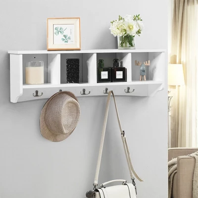 Costway Hanging Entryway Shelf Coat Rack Wall Mounted Storage Cabinets 3 Costway Hanging Entryway Shelf Coat Rack Wall Mounted Storage Cabinets - Image 3