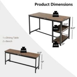 Costway 3 PCS Dining Table Set For 4 Kitchen Dining Room Table & 2 Benches W/ Rack -Costway GUEST b6c70c0f 712b 44c0 88f9 79e5f558f118