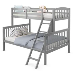 Costway Twin Over Full Bunk Bed Rubber Wood Convertible With Ladder Guardrail -Costway GUEST b70d9732 5278 4c53 82ed 1de05556a199