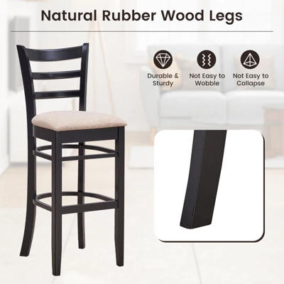 Costway Set Of 4 Bar Stools 31'' Kitchen Dining Chairs With Ergonomic Backrest & Footrest 4 Costway Set Of 4 Bar Stools 31'' Kitchen Dining Chairs With Ergonomic Backrest & Footrest - Image 4