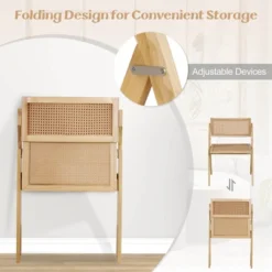 Costway Foldable Dining Chairs Set Of 2/4 With Woven Rattan Backrest & Seat Rubber Wood Frame Natural 14 Costway Foldable Dining Chairs Set Of 2/4 With Woven Rattan Backrest & Seat Rubber Wood Frame Natural -Costway GUEST b7ac026a 2f44 4bcd afe1 256c71633b00