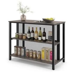 Costway 36" Tall 3-Tier Bar Table With Storage Metal Frame Adjustable Foot Pads Rustic Brown/Grey 20 Costway 36" Tall 3-Tier Bar Table With Storage Metal Frame Adjustable Foot Pads Rustic Brown/Grey -Costway GUEST b7c1a940 b9e0 403f a55d cea6af45c052
