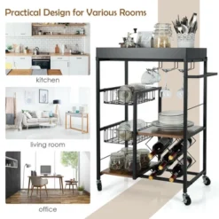 Costway 4-Tier Kitchen Carts Rolling Serving Trolley Wine Rack Removable Tray Basket -Costway GUEST b7c5420d 480c 4a24 ab58 cf1d9fab10f3