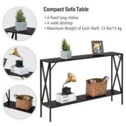 Costway Console Table 2 Tier Sofa Side Accent Table W/ Shelf Entryway Hallway Brown -Costway GUEST b7cefbde 0cab 4f74 827a 8318a4f9c4d5