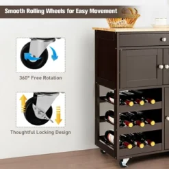 Costway Rolling Kitchen Island Serving Cart Storage Cabinet W/ Wine Rack 17 Costway Rolling Kitchen Island Serving Cart Storage Cabinet W/ Wine Rack -Costway GUEST b7f95c94 19c4 4c03 851d ffa6de35e766