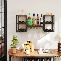 Costway 3-Tier Wall Mounted Wine Rack With Glass Holder Open Shelf Wine Storage Rack Brown 13 Costway 3-Tier Wall Mounted Wine Rack With Glass Holder Open Shelf Wine Storage Rack Brown -Costway GUEST b82ed824 6fe5 4a15 817a 7b7ca630fb53