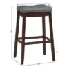 Costway Set Of 2 Nailhead Saddle Bar Stools 29'' Pub Chairs With Rubber Wood Legs Brown/White