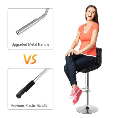 Costway Set Of 2 Bar Stools PU Leather Adjustable Barstool Swivel Pub Chairs Black Full Back 6 Costway Set Of 2 Bar Stools PU Leather Adjustable Barstool Swivel Pub Chairs Black Full Back - Image 6