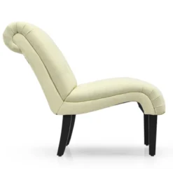 Costway Armless Accent Chair Upholstered Tufted Lounge Chair Wood Leg -Costway GUEST b88b71ff b014 4753 b9b2 007b2e7aee43