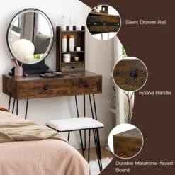 Costway Vanity Table Set Lighted Mirror Storage Drawer Shelf Cushion Stool -Costway GUEST b8a94e62 95d6 4e2f aeab b8dfe7f7a0c4