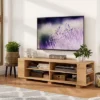 Costway 59'' Wood TV Stand Console Storage Entertainment Media Center With Shelf Natural