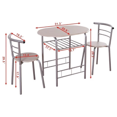 Costway 3 Piece Dining Set Table 2 Chairs Bistro Pub Home Kitchen Breakfast Furniture Grey 1 Costway 3 Piece Dining Set Table 2 Chairs Bistro Pub Home Kitchen Breakfast Furniture Grey