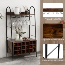 Costway Industrial Rack Freestanding Bottle Holder With Stemware Holder & Open Shelves 17 Costway Industrial Rack Freestanding Bottle Holder With Stemware Holder & Open Shelves -Costway GUEST b9411662 66e2 4bda 878b cd278af2c2c9