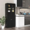 Costway Tall Storage Cabinet Kitchen Pantry Cupboard With Tempered Glass Doors & Shelves Black/White