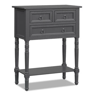 Costway Console Entryway Table W/ 3 Drawers Open Shelf For Hallway Living Room Dark Grey 8 Costway Console Entryway Table W/ 3 Drawers Open Shelf For Hallway Living Room Dark Grey - Image 8