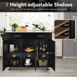 Costway Kitchen Island Trolley Cart Wood Top Rolling Storage Cabinet W/Knife Block Black 12 Costway Kitchen Island Trolley Cart Wood Top Rolling Storage Cabinet W/Knife Block Black -Costway GUEST b9f47e8e 44b0 4b9d 9769 a62cfa8d2d09