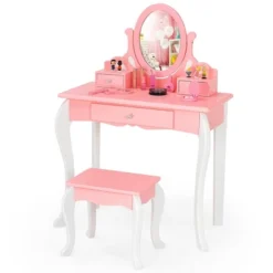 Costway Kids Vanity Princess Makeup Dressing Table Stool Set W/ Mirror Drawer 18 Costway Kids Vanity Princess Makeup Dressing Table Stool Set W/ Mirror Drawer -Costway GUEST b9f4fecb 6ae9 4ebc 9382 e4374a248990