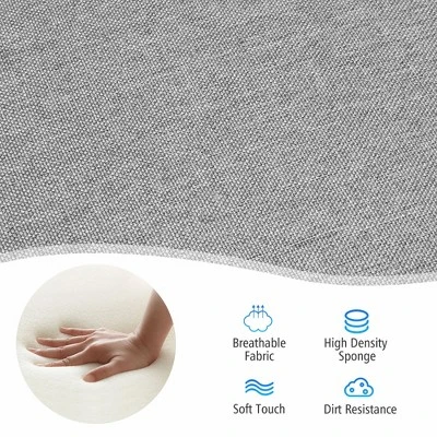 Costway Modern Upholstered Fabric Accent Chair W/ Rubber Wood Legs Dark GrayLight Grayy 5 Costway Modern Upholstered Fabric Accent Chair W/ Rubber Wood Legs Dark GrayLight Grayy - Image 5