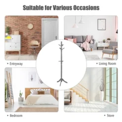 Costway Coat Rack Wooden Hall Tree 2 Adjustable Height W/ 9 Hooks WalnutBlack Grey 13 Costway Coat Rack Wooden Hall Tree 2 Adjustable Height W/ 9 Hooks WalnutBlack Grey -Costway GUEST ba3169bb d5a9 4ea4 a8f5 006841b1e222