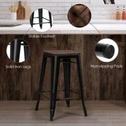 Costway Set Of 4 Counter Height Backless Barstool 26'' Metal Stackable Stool W/Wood Seat 17 Costway Set Of 4 Counter Height Backless Barstool 26'' Metal Stackable Stool W/Wood Seat -Costway GUEST ba35e1a6 705b 4df4 bf63 eef64c7a2afa