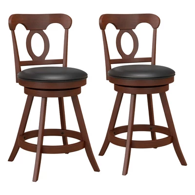 Costway Set Of 2 Bar Stools Swivel Counter Height Chairs With Footrest For Kitchen 8 Costway Set Of 2 Bar Stools Swivel Counter Height Chairs With Footrest For Kitchen - Image 8