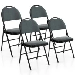 Costway 2/4 Pack Folding Chairs Portable Padded Office Kitchen Dining Chairs Grey -Costway GUEST bb0c2440 4aac 440c a0af 05a8ff2141f0