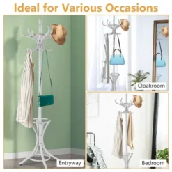 Costway Wood Standing Hat Coat Rack Jacket Bag Hanger Tree W/12 Hooks & Umbrella Stand 13 Costway Wood Standing Hat Coat Rack Jacket Bag Hanger Tree W/12 Hooks & Umbrella Stand -Costway GUEST bb152921 b090 42dd b93c cb308a75e8ce
