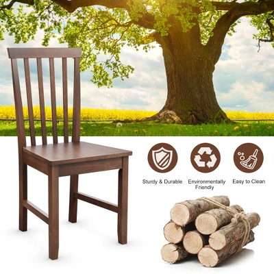 Costway 4 PCS Dining Chair Kitchen Spindle Back Side Chair With Solid Wooden Leg 5 Costway 4 PCS Dining Chair Kitchen Spindle Back Side Chair With Solid Wooden Leg - Image 5