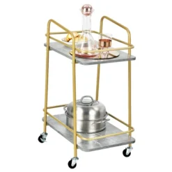 Costway Gold Serving Cart Utility Trolley On Wheel Rolling Kitchen Rack W/Handle -Costway GUEST bb2e01af 0ce6 46f8 8bdd b197efeb6039